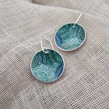 Earrings | Koorie Tales | Colour Season | Domed Earrings | Green | 22mm Small hook Earrings | Koorie Tales | Colour Season | Domed Earrings | Green | 22mm Small hook